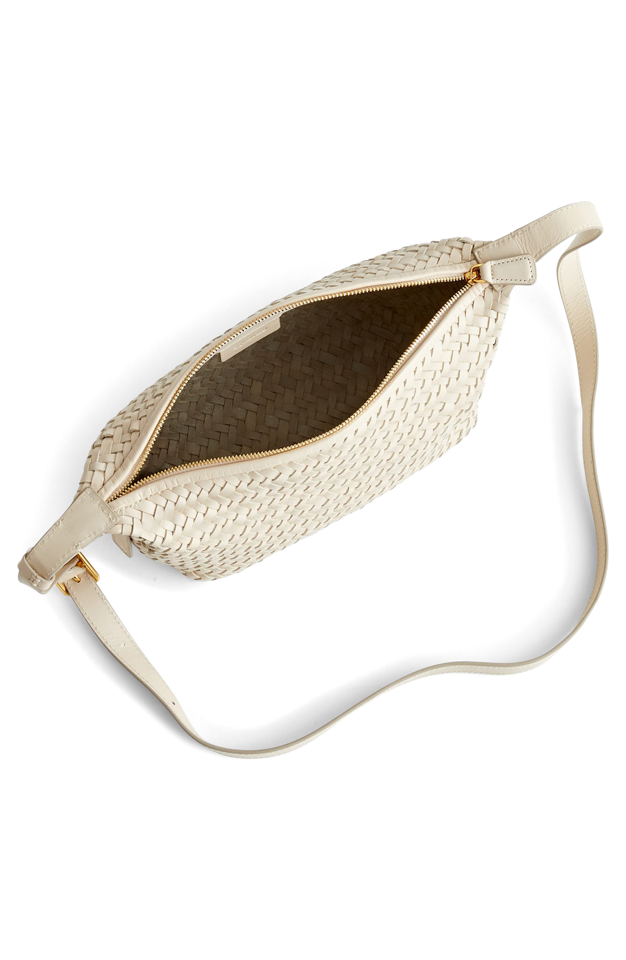 Madewell The Sling Woven Leather Crossbody Bag, Alternate, color, Alabaster