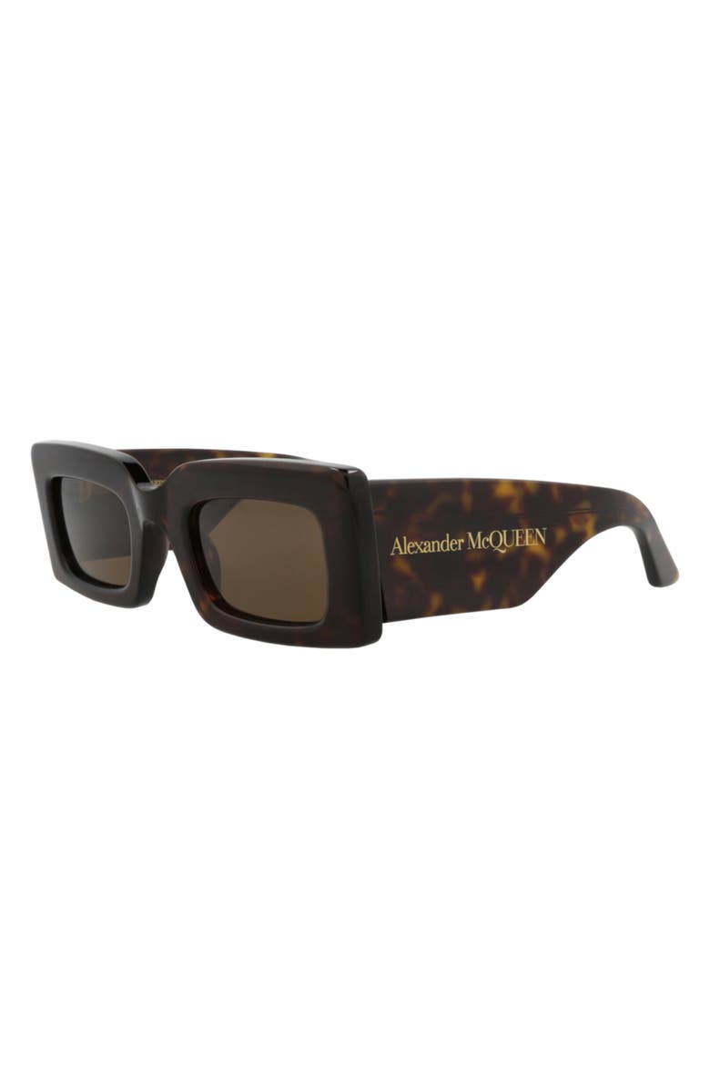 McQueen 50mm Rectangular Sunglasses, Alternate, color, Havana Havana Brown