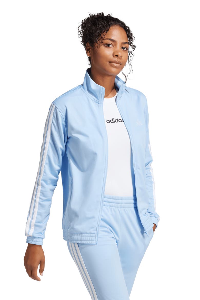 3-Stripes Tricot Track Jacket, Alternate, color, GLOW BLUE/ WHITE