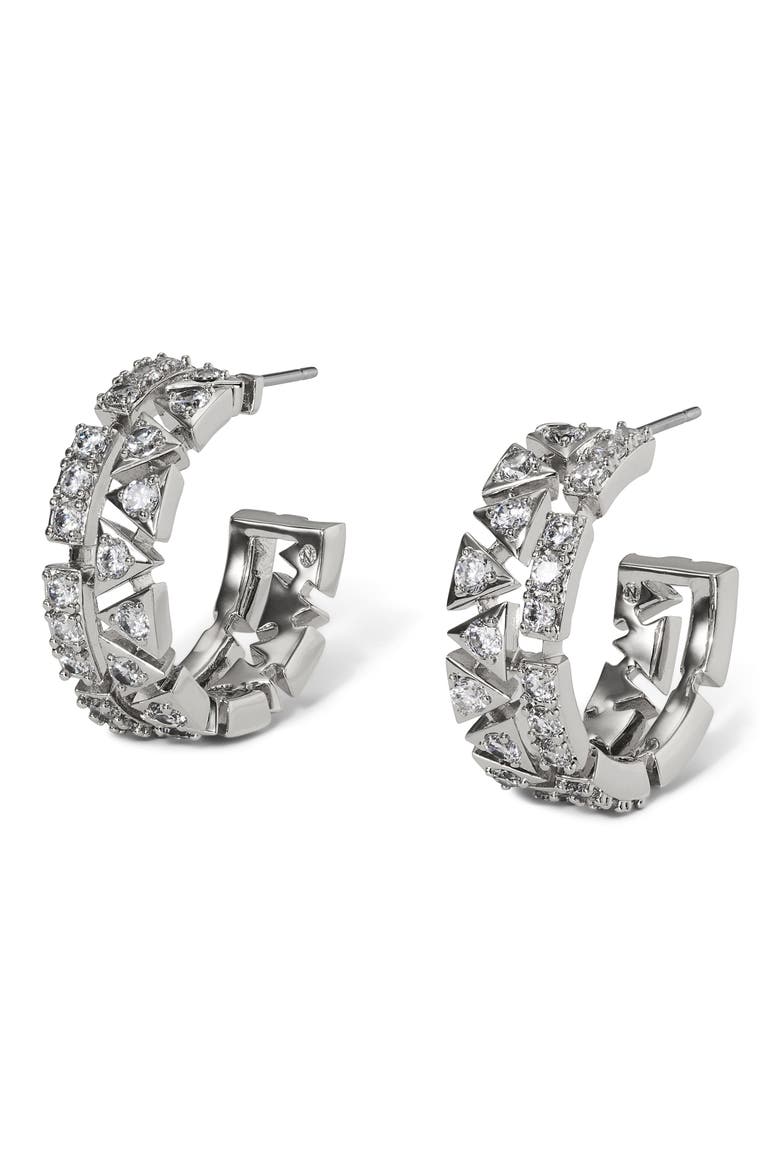 Luxor Small Hoop Earrings, Main, color, RHODIUM