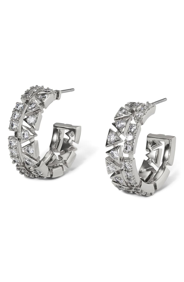 Nadri Luxor Small Hoop Earrings, Main, color, Rhodium