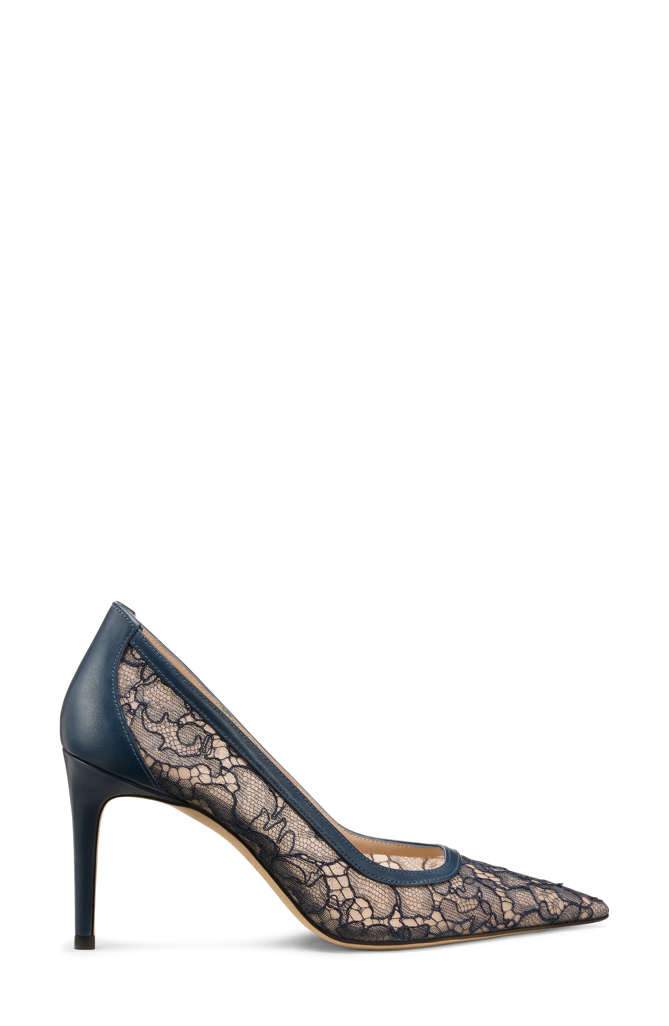 Stuart Power 85 Lace Pointed Toe Pump, Alternate, color, DEEP SEA BLUE/ BEIGE