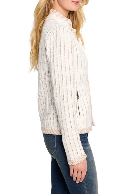 Nic + Zoe Nic+zoe Pinstriped Notched Collar Jacket In Neutral Multi