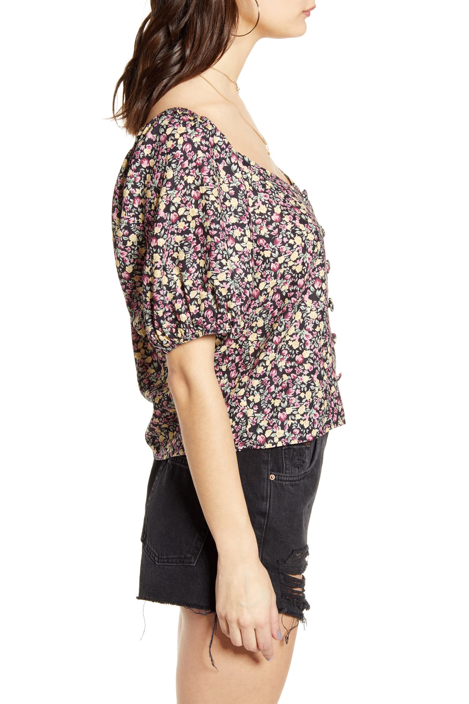 Is Rowing Good For Your Core Row A Puff Sleeve Floral Print Top (Women) | Nordstrom