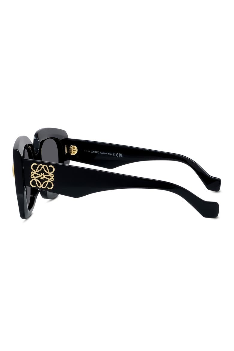Anagram 50mm Small Geometric Sunglasses, Alternate, color, SHINY BLACK / SMOKE