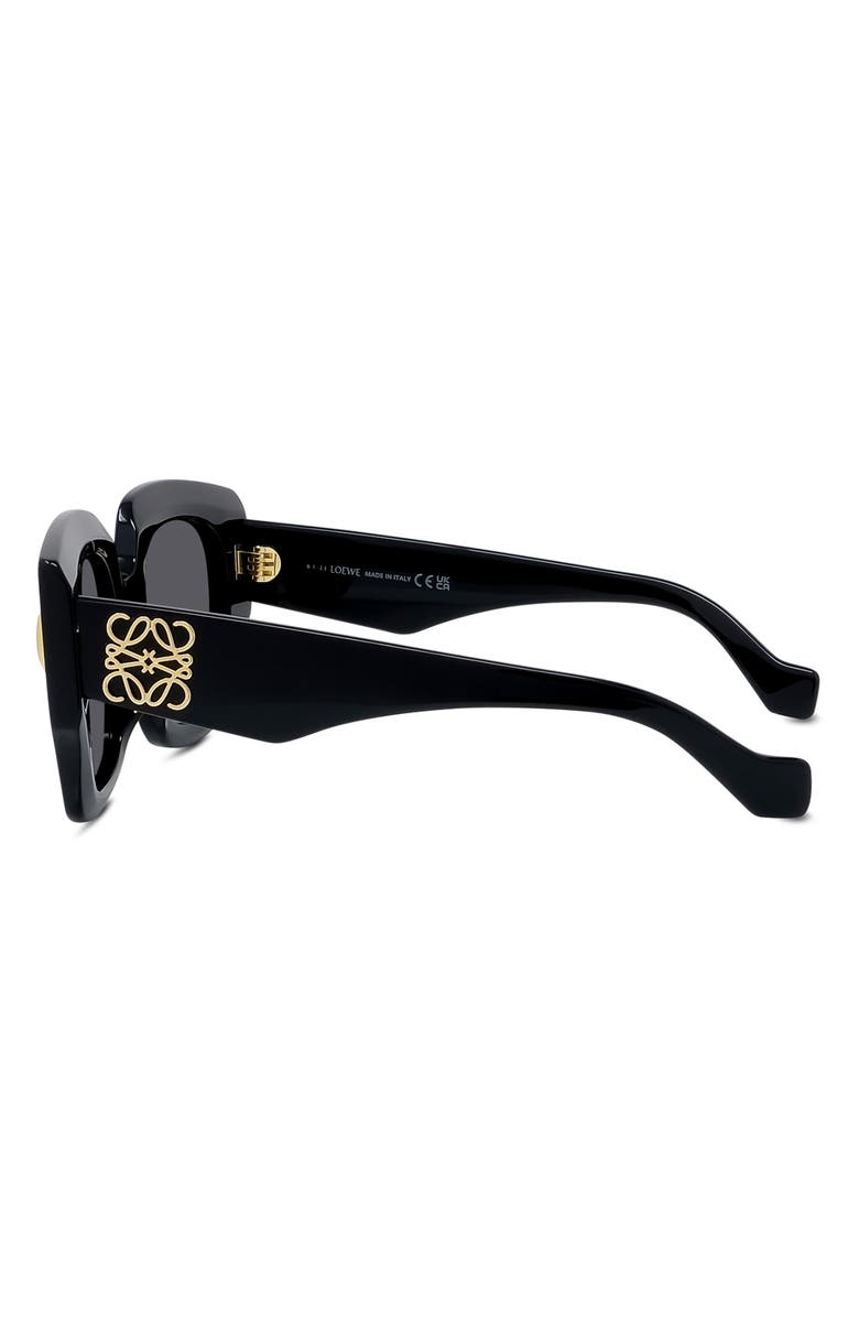 Loewe Anagram 50mm Small Geometric Sunglasses, Alternate, color, Shiny Black / Smoke