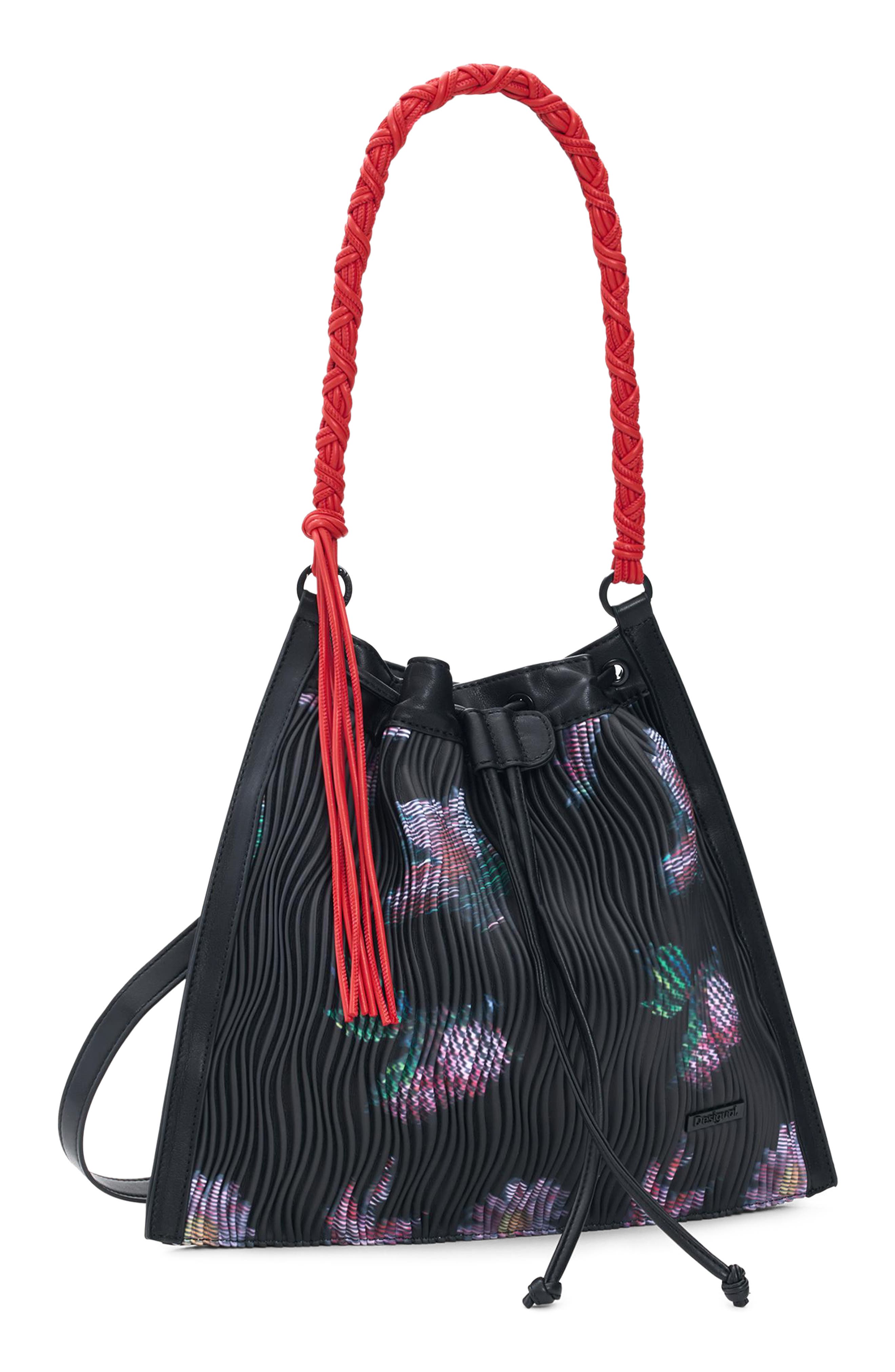 Desigual Medium Floral Backpack with Shoulder Strap, Alternate, color, Black