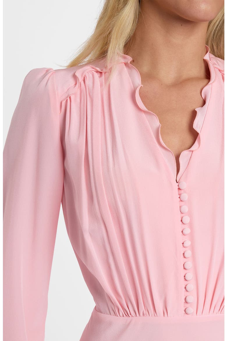 Amal Long Sleeve Midi Dress in Silk Crepe De Chine, Alternate, color, Candy Pink