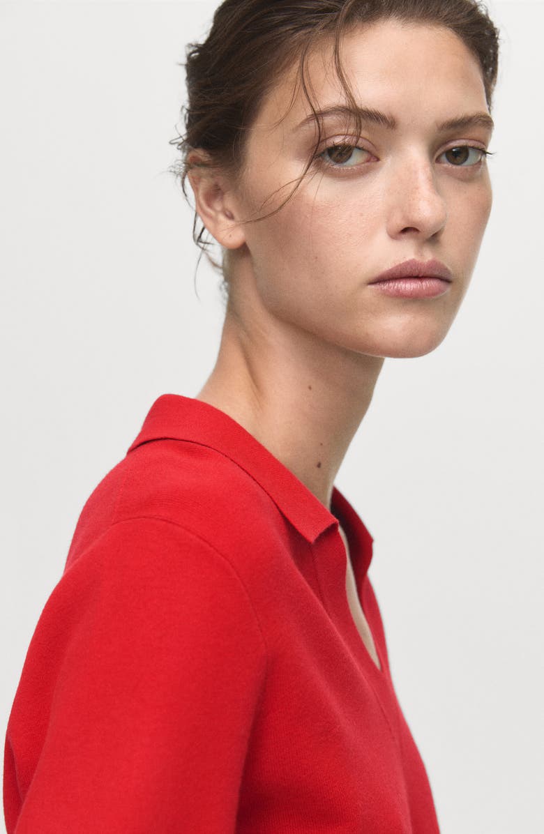 MANGO Johnny Collar Sweater, Alternate, color, Red