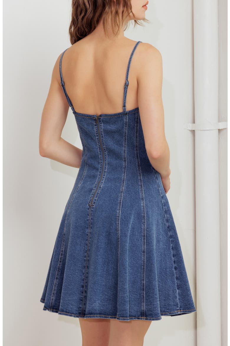 Seamed Denim Fit & Flare Minidress, Alternate, color, DENIM BLUE