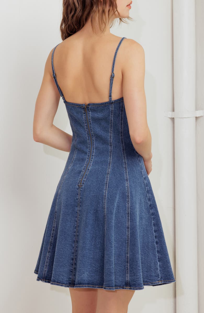 FREEMARKET Seamed Denim Fit & Flare Minidress, Alternate, color, Denim Blue