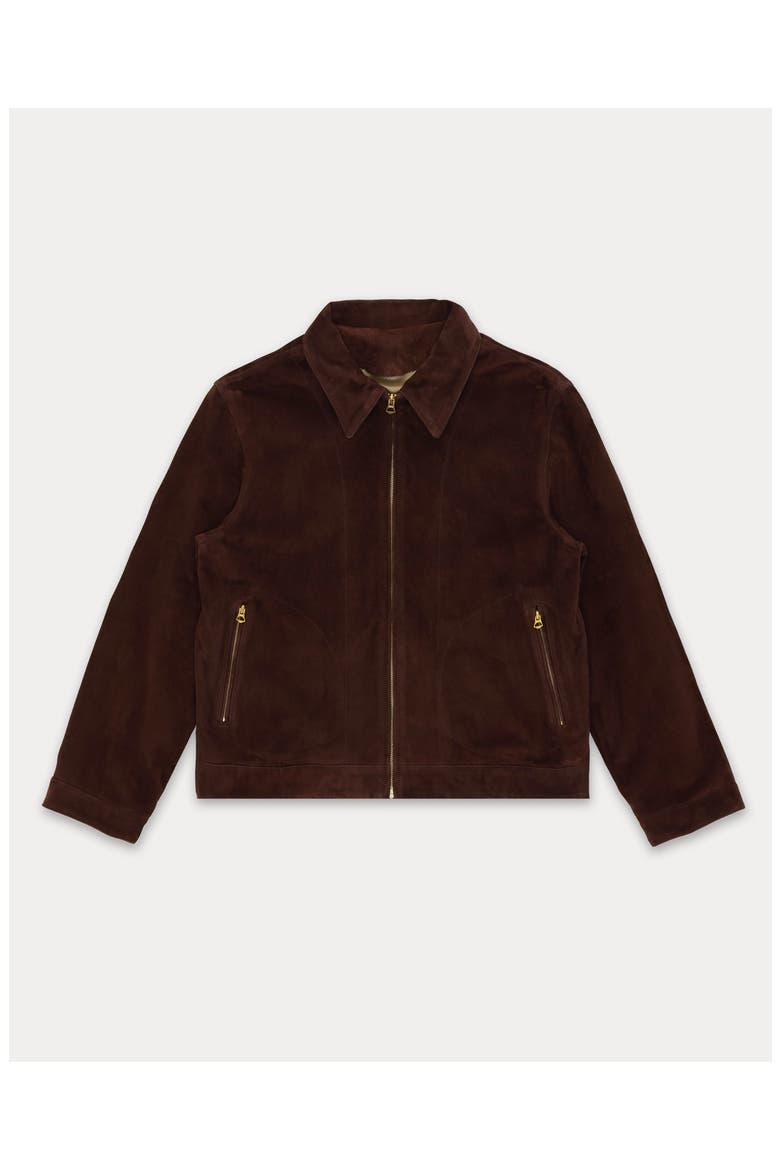Cash Suede Leather Jacket, Main, color, Dark Brown