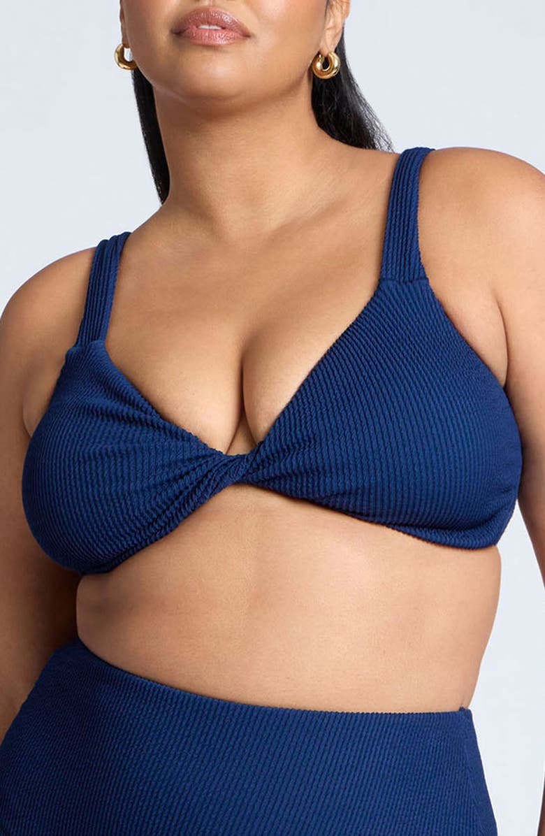 ELOQUII Texture Knit Bikini Top, Main, color, 