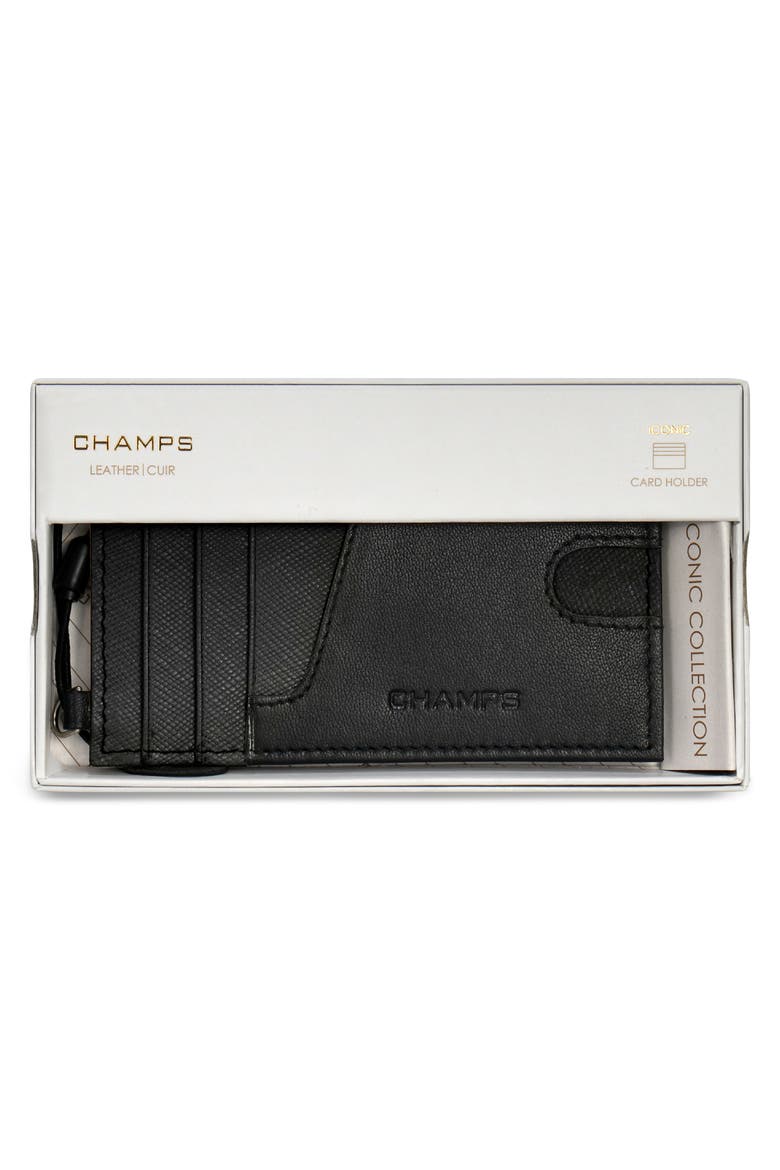 Iconic Leather Card Case, Alternate, color, BLACK/ BLACK