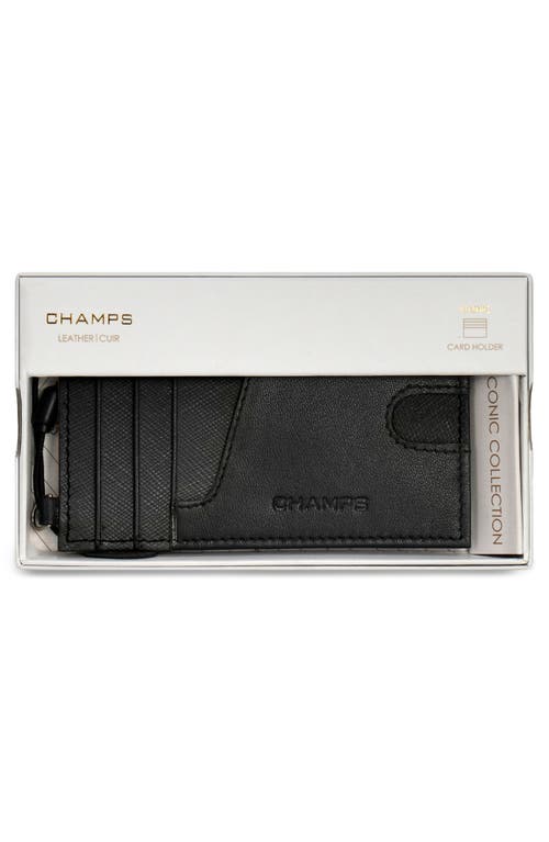 Shop Champs Iconic Leather Card Case In Black/black