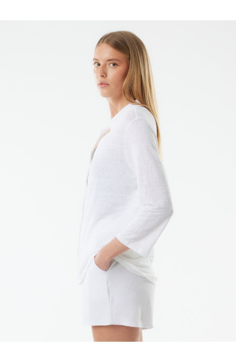 Majestic Filatures Stretch Linen 3/4 Sleeve Shirt, Alternate, color, Blanc
