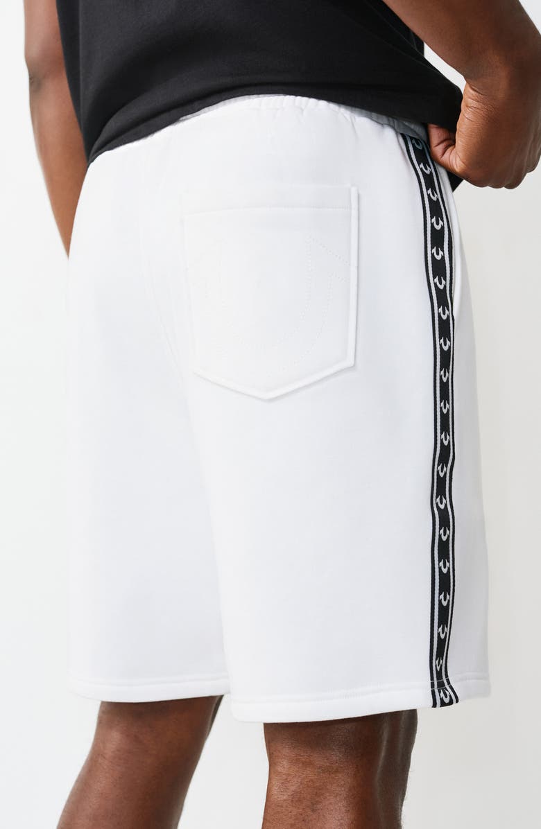 True Religion Logo Fleece Shorts, Alternate, color, Optic White