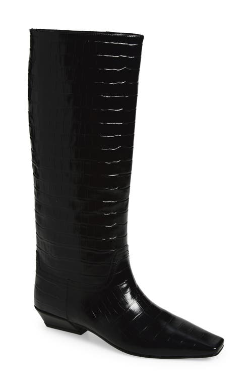 Jeffrey Campbell Croc Embossed Boot In Black