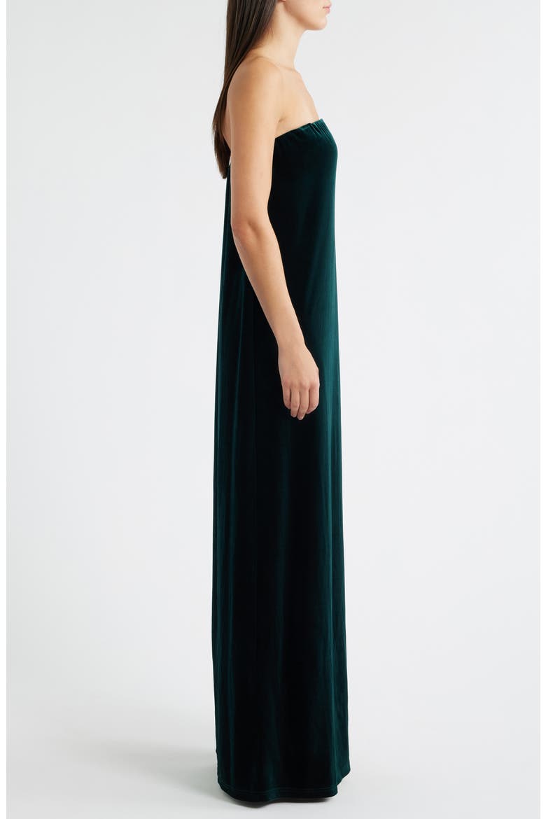 Breanna Strapless Velvet Gown, Alternate, color, EMERALD