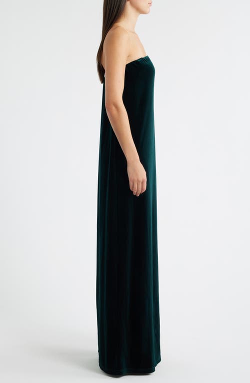 Lucy Paris Breanna Strapless Velvet Gown In Green