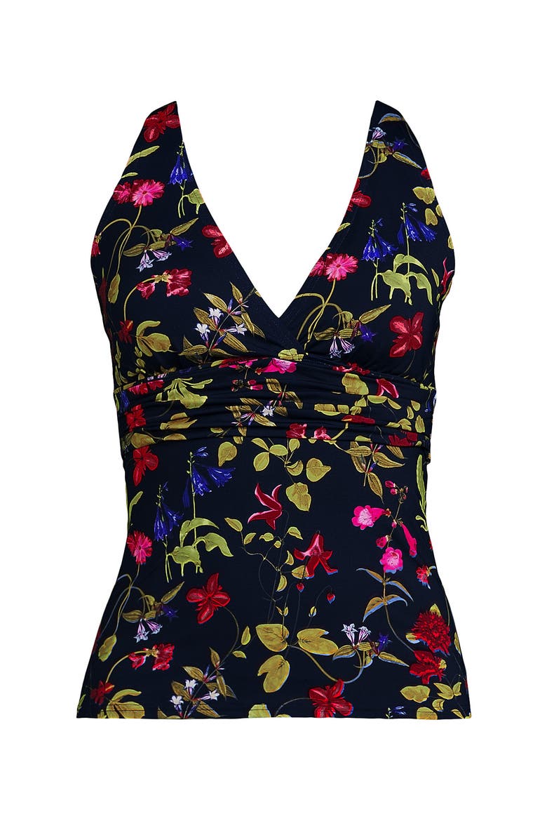 Chlorine Resistant Plunge X-Back Tankini Swimsuit Top, Alternate, color, Deep Sea Multi Garden Floral