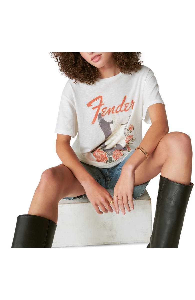 Lucky Brand Fender Guitar Roses Graphic T-Shirt, Alternate, color, 
