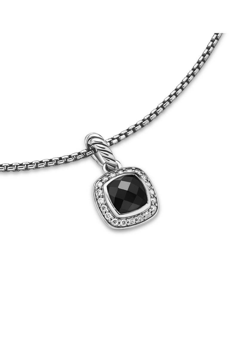 David Yurman Petite Albion<sup>®</sup> Halo Cushion Pendant Necklace, Alternate, color, Black Onyx