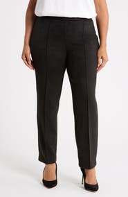 AK ANNE KLEIN Pintuck Straight Leg Ankle Pants