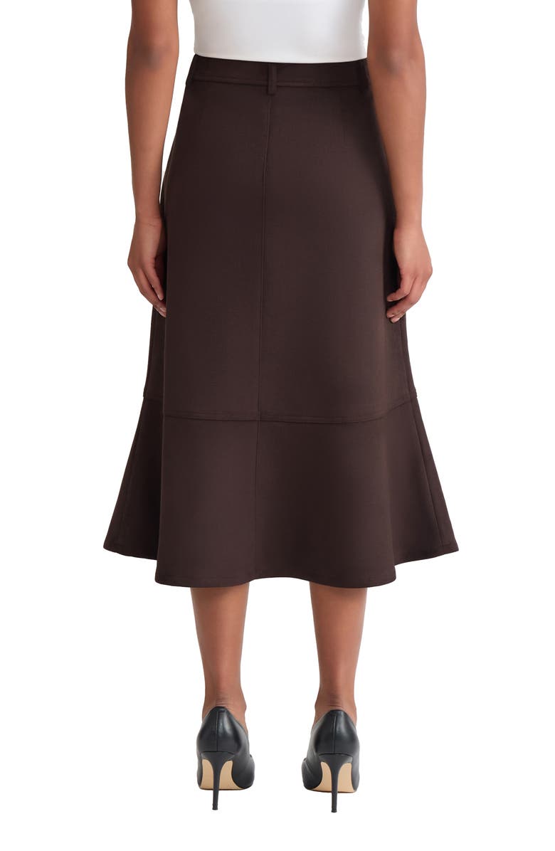 Jones New York Seamed Flared Midi Skirt, Alternate, color, Coffee Bean