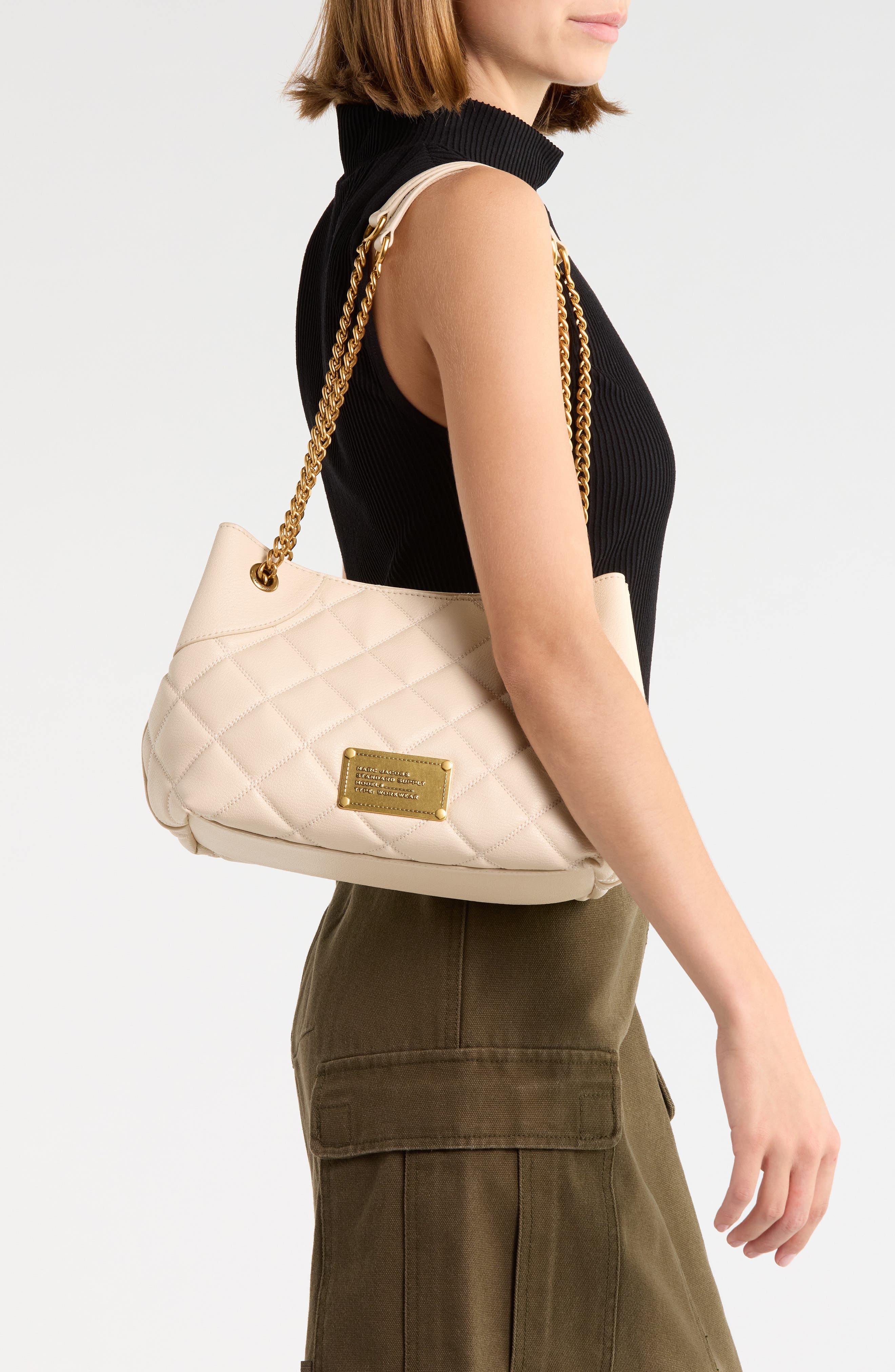 Small Quilted Plaza Leather Tote, Alternate, color, MARSHMALLOW