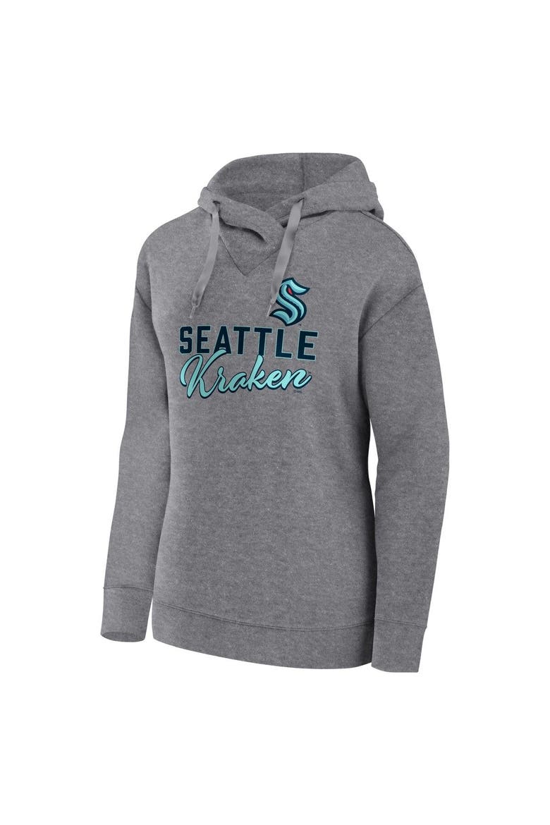 Women's Fanatics Branded Heather Gray Seattle Kraken Script Favorite Pullover Hoodie, Alternate, color, Heather Gray