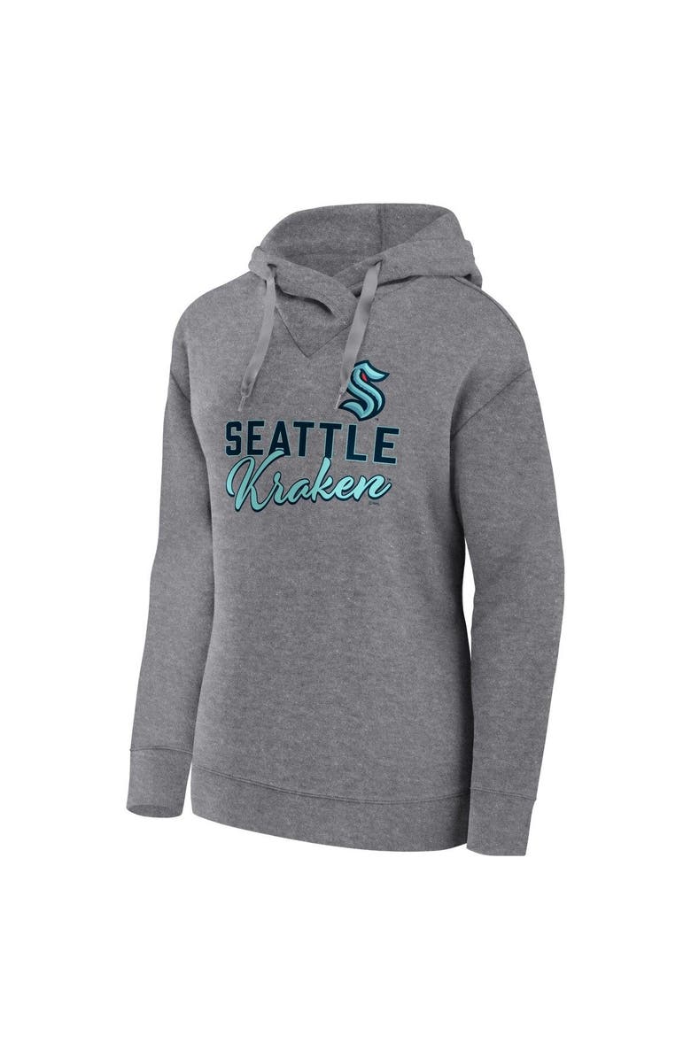 FANATICS Women's Fanatics Branded Heather Gray Seattle Kraken Script Favorite Pullover Hoodie, Alternate, color, 