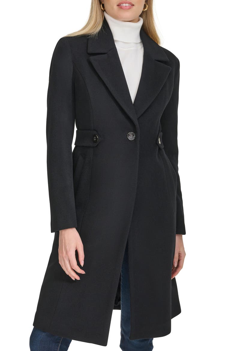 Slick Wool Blend Coat, Main, color, BLACK