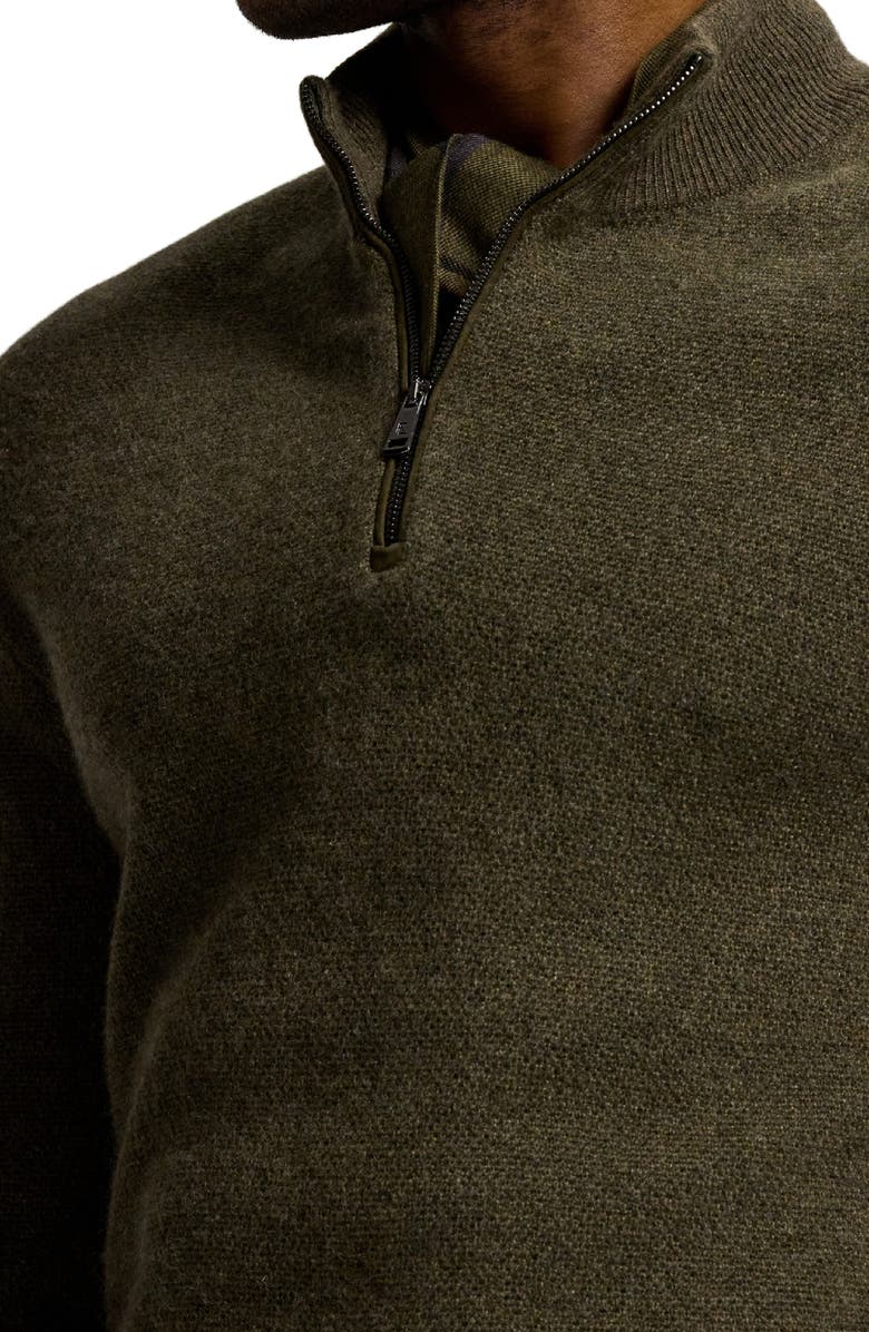 Ralph Lauren Purple Label Bird's Eye Cashmere Half Zip Sweater, Alternate, color, Olive Multi