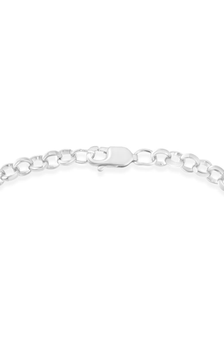 Haus of Brilliance .925 Sterling Silver 1/4 Cttw Diamond-Accented Heart and Ribbon Charm Link Chain Bracelet, Alternate, color, Silver