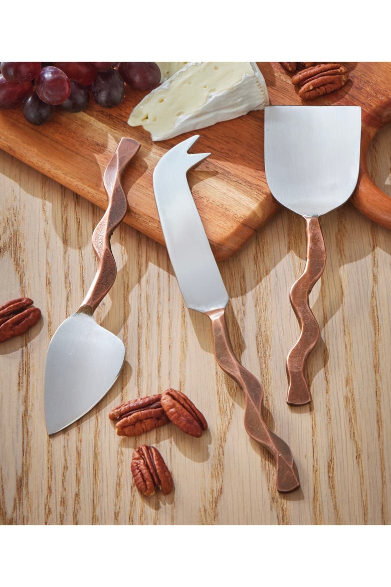 Evie Everyday Copper Stainless Steel Cheese Serving Utensils Set of 3, Alternate, color, Gold