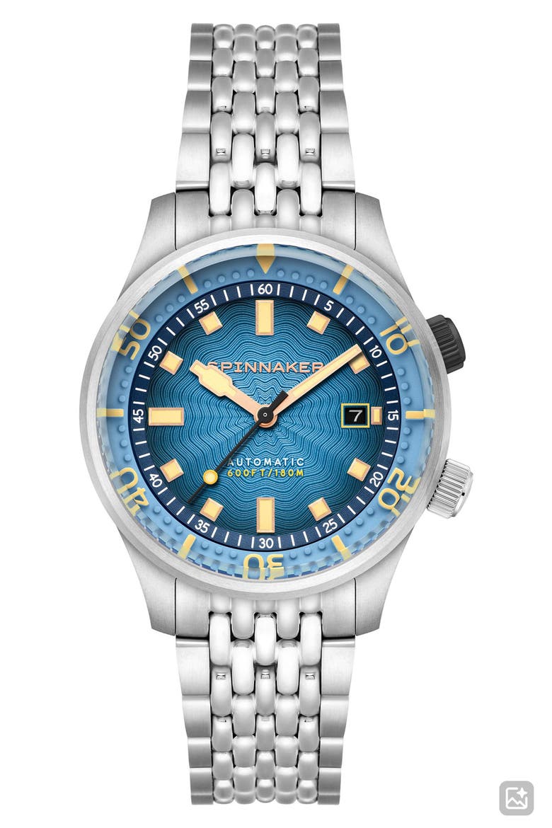 Bradner Automatic Bracelet Watch, 42mm, Main, color, BLUE