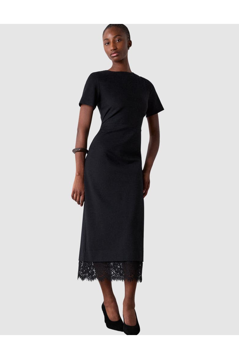 Ponte Detachable Lace Dress, Main, color, Black