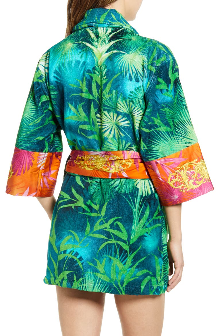 Jungle Print Short Robe, Alternate, color, GREEN/ PRINT
