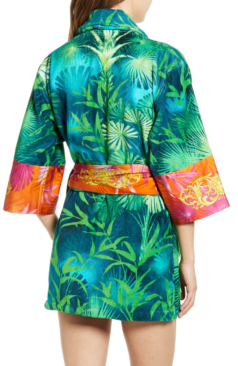 Versace Jungle Print Short Robe, Alternate, color,