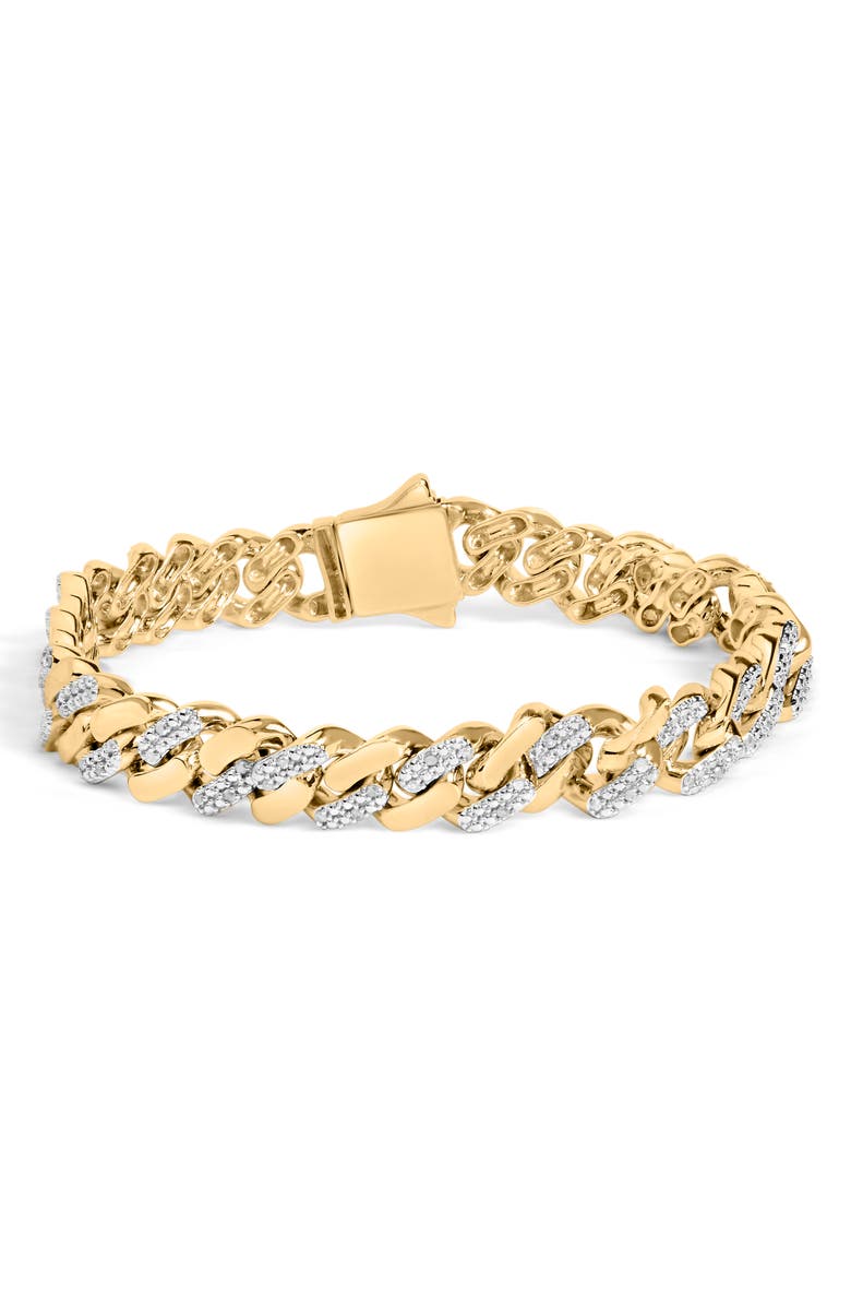 Haus of Brilliance Silver 1/2 Cttw Diamond Cuban Curb Chain Bracelet, Main, color, Yellow Gold Over Silver