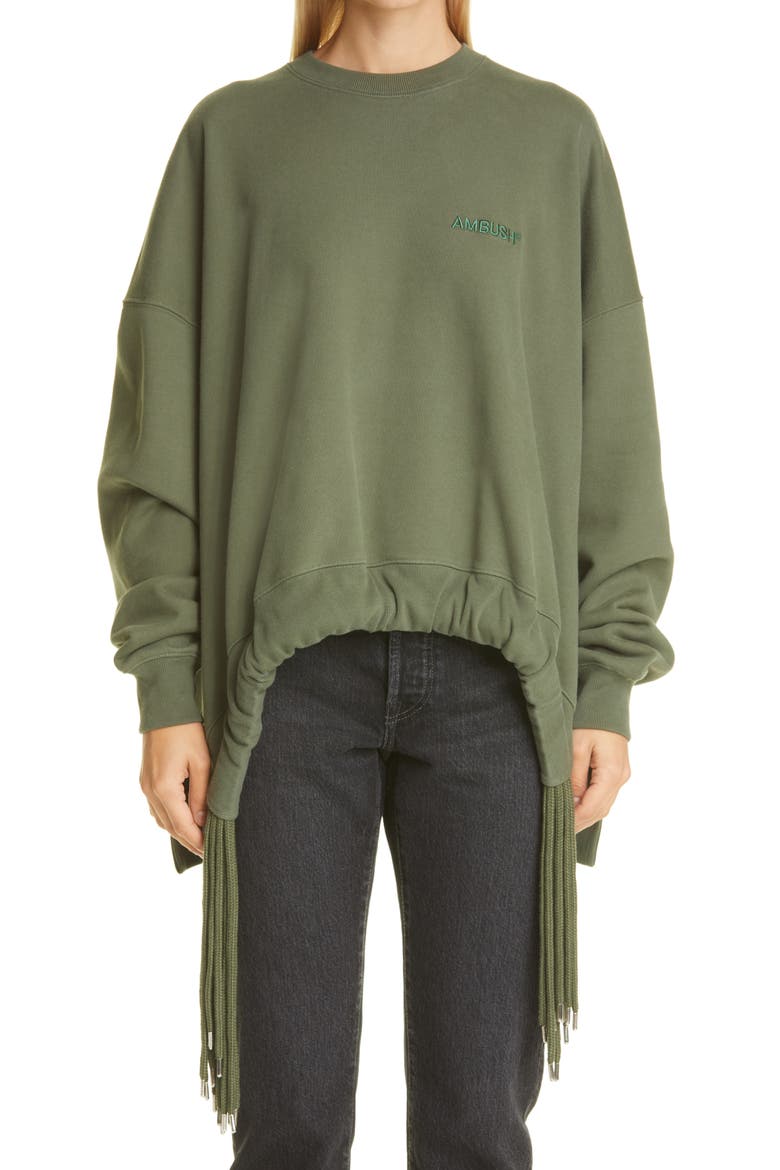 Multicord Logo Cotton Sweatshirt, Main, color, GREEN MILITA