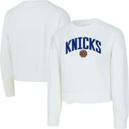 CONCEPTS SPORT Women's Concepts Sport  White New York Knicks Laney Chenille Cropped Long Sleeve T-Shirt