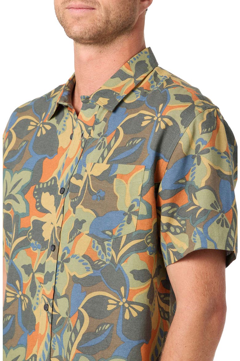 Standard Fit OG Floral Print Short Sleeve Button-Up Shirt, Alternate, color, DARK SHADOW