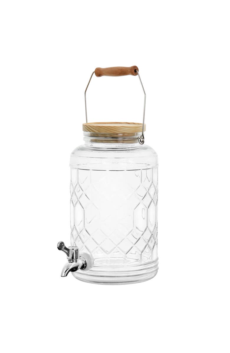 Gibson Home 0.95 Gallon Duval Glass Beverage Dispenser with Wooden Lid and Handle, Main, color, Clear