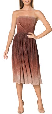Dress the Population Nadine Ombré Metallic Strapless Fit & Flare Cocktail Dress