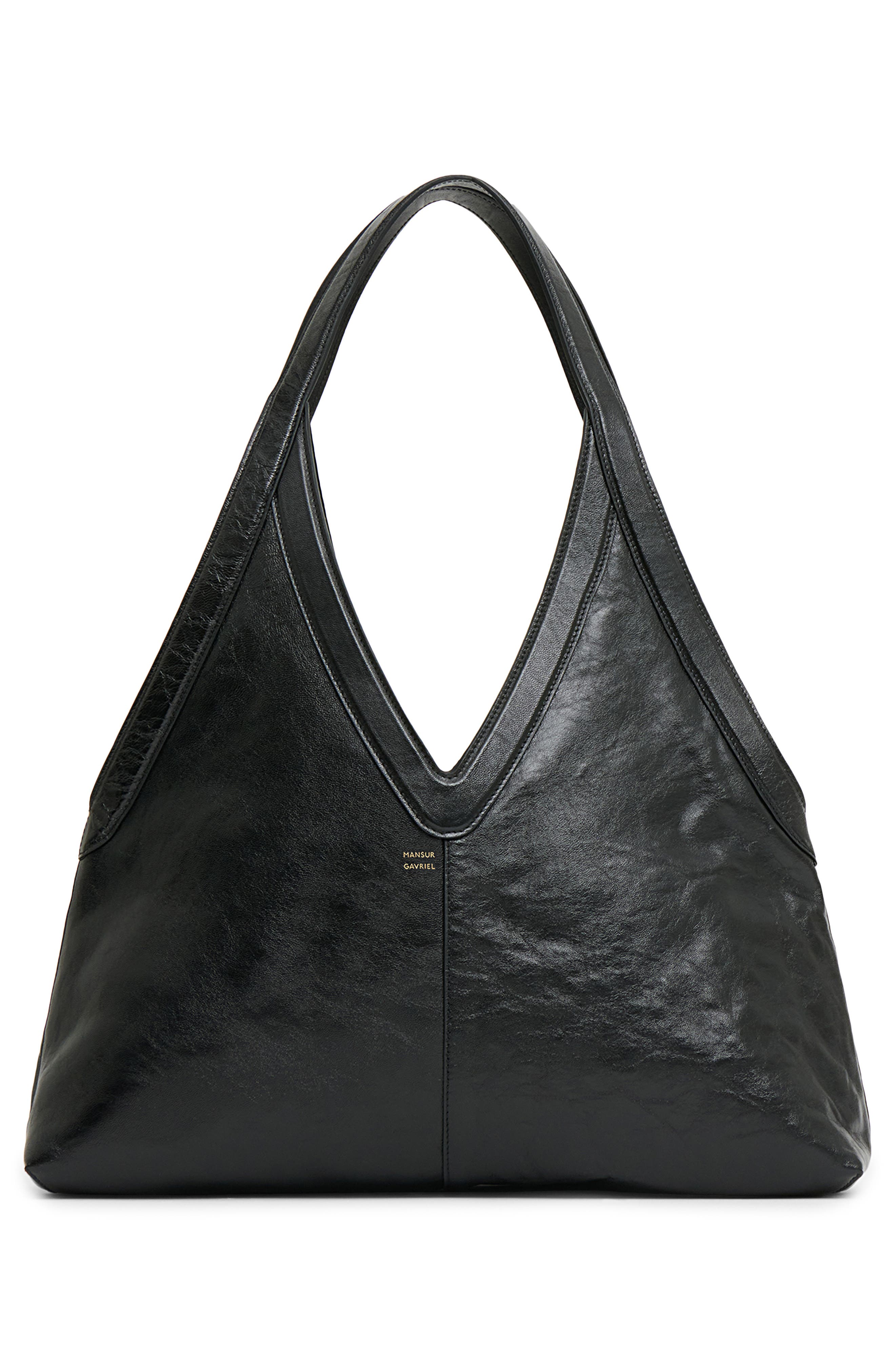 Soft M Leather Tote, Alternate, color, BLACK