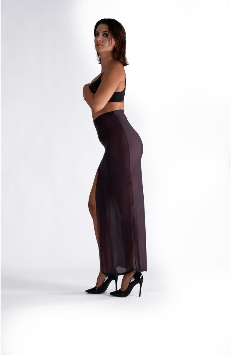 LECHERY<sup>®</sup> Lustrous Sheer High-waisted Maxi Skirt With Side Slit, Alternate, color, Black