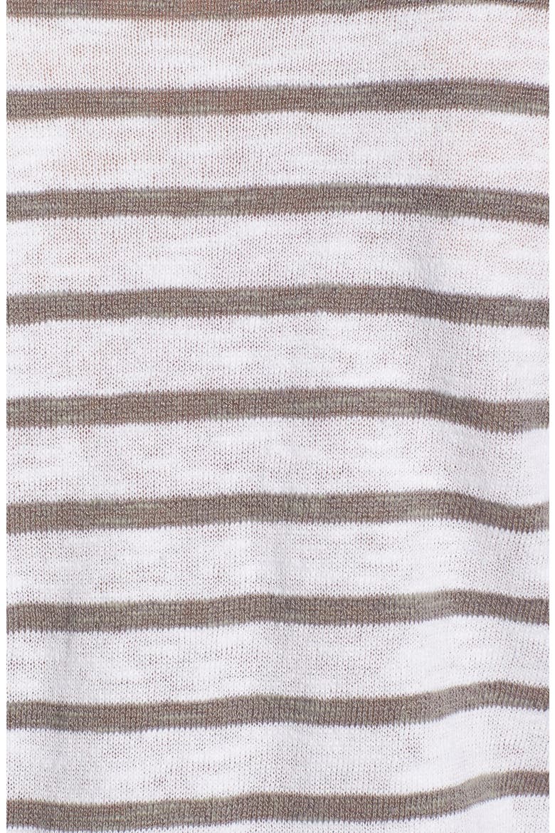 Stripe Organic Linen & Cotton V-Neck Sweater, Alternate, color, WHITE/ SMOKE