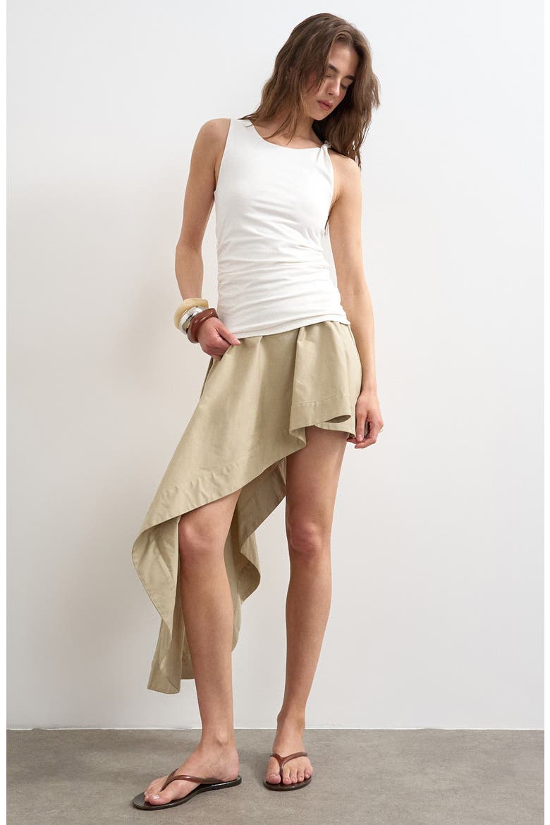 Twist Shoulder Side Ruched Tank, Main, color, IVORY